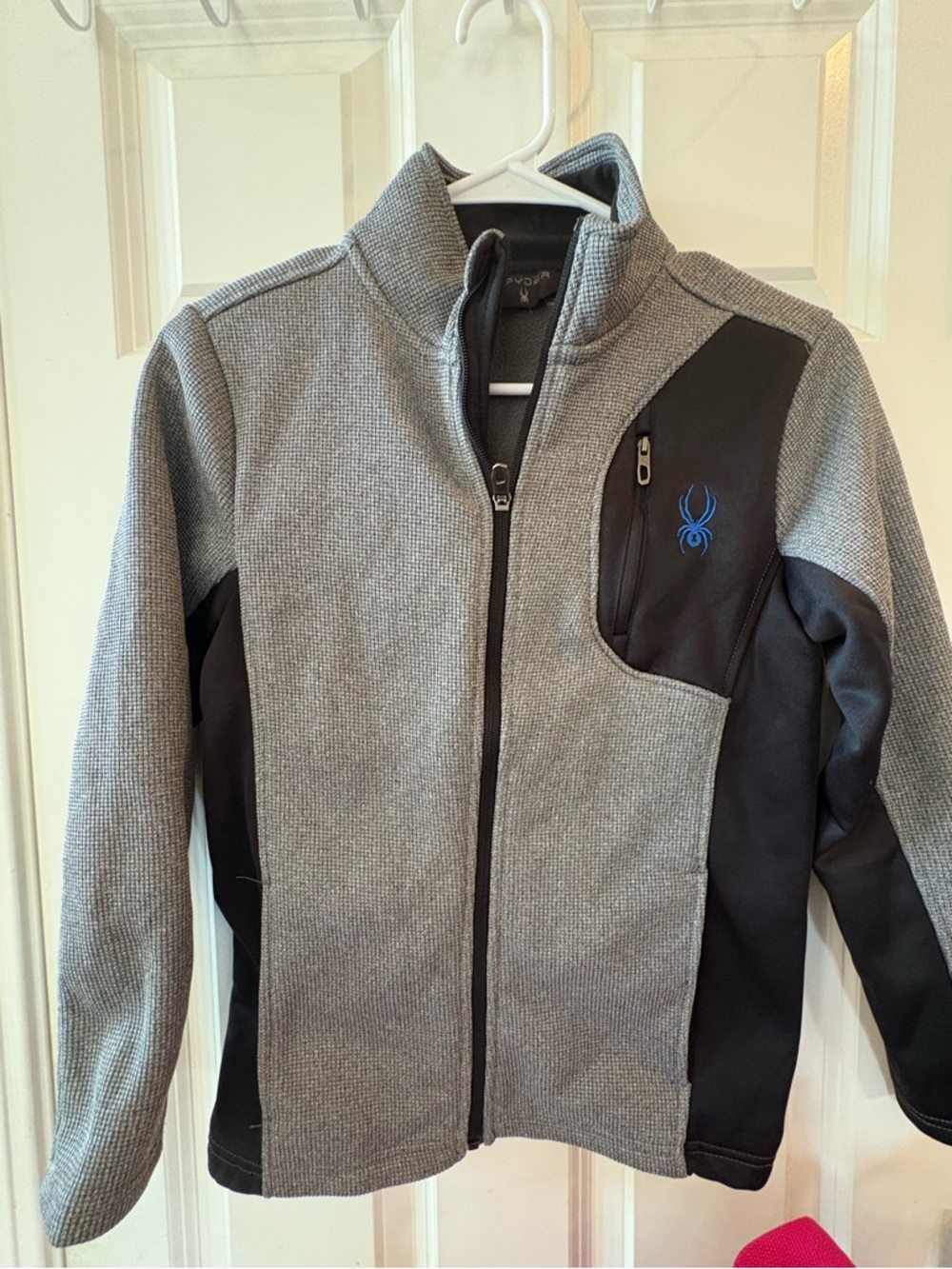 Youth 10-12-Spyder Gray and Black Full-Zip Performance Jacket